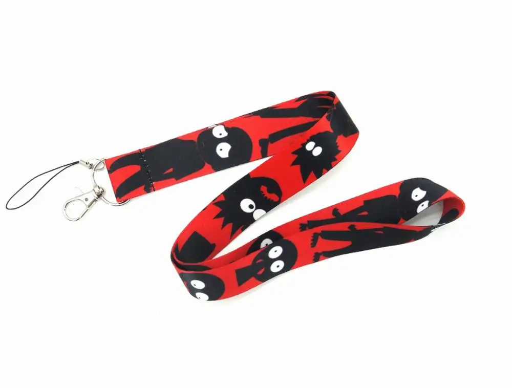 10 шт мультфильм японское аниме строп футляры для идентификационных карт звезды мобильный телефон шеи ремни с брелоком QW149 - Цвет: Черный