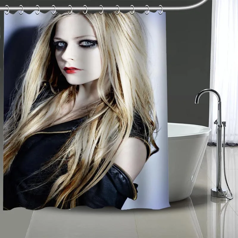 

Custom Avril Lavigne Printed Shower Curtain Bathroom Waterproof Polyester Washable Home Bath Decor Curtains With Hooks