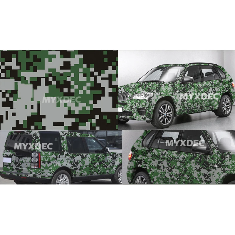 MYXDEC 50cm Wide Premium Camo Car Sticker Vinyls PVC Motorcycle Sticker Film Army Military CAMO Camouflage Green Woodland Decal
