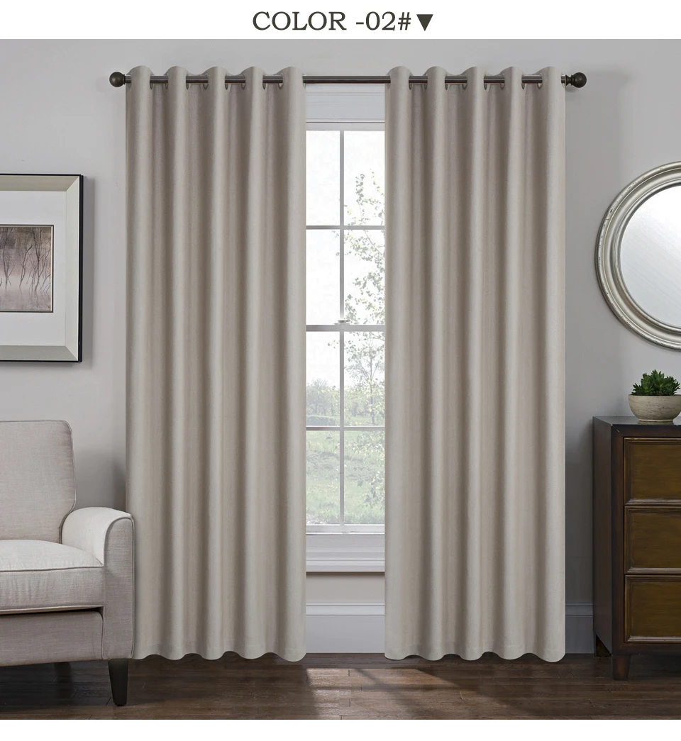 SIFAN 75%-85% затемненная занавеска из искусственного льна для гостиной, спальни, современный стиль, одноцветная оконная занавеска