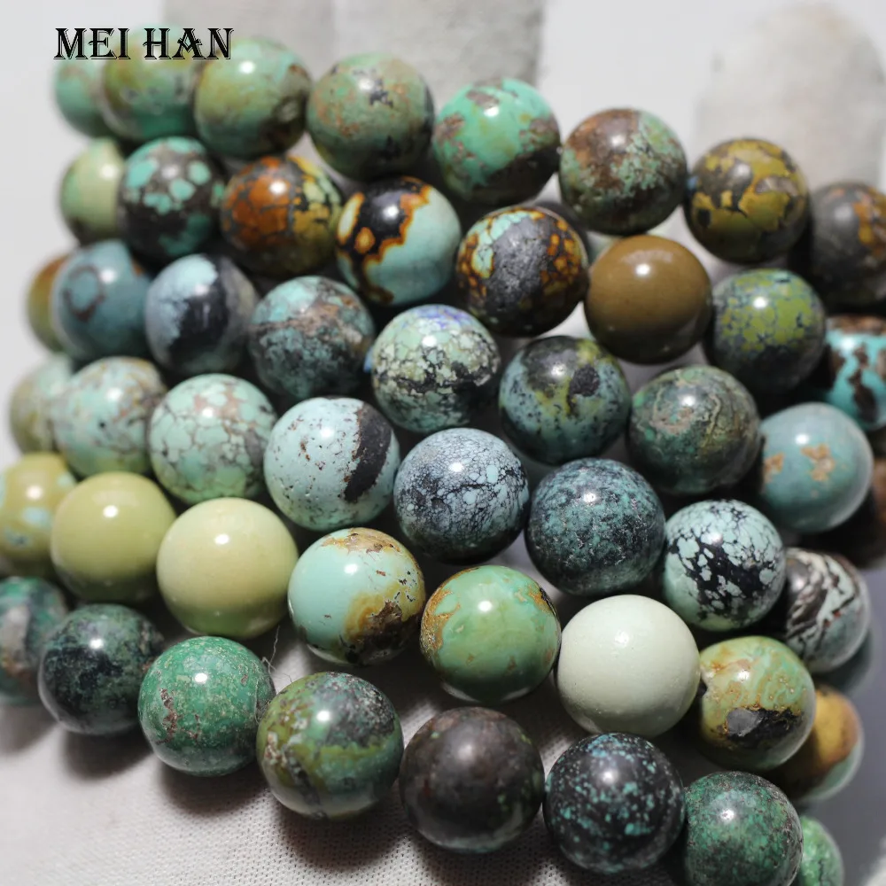 

Meihan wholesale 11.5-12mm (17beads/34g/set) low price natural Hubei untreated turquoisee beads stone for jewelry DIY making