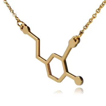 

10PCS Hormone Serotonin Molecules 5-ht Pendant Necklace Dopamine Pattern Molecular Necklace Chemical Formula Jewelry Accessory