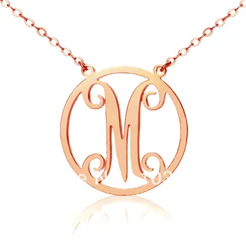 

AILIN Freeshipping-Circle Monogram Name Necklace with 1 Letter Personalized Initals Monogrammed with Frame Custom Jewelry