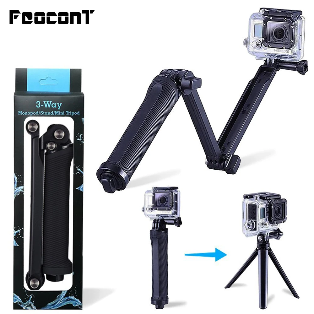 

3-Way Grip Arm Tripod 3in1 Handheld Stabilizer Adjustable Monopod, Extendable Folding Arm Handle for Hero2 Hero3 Hero3+ Hero4 HD