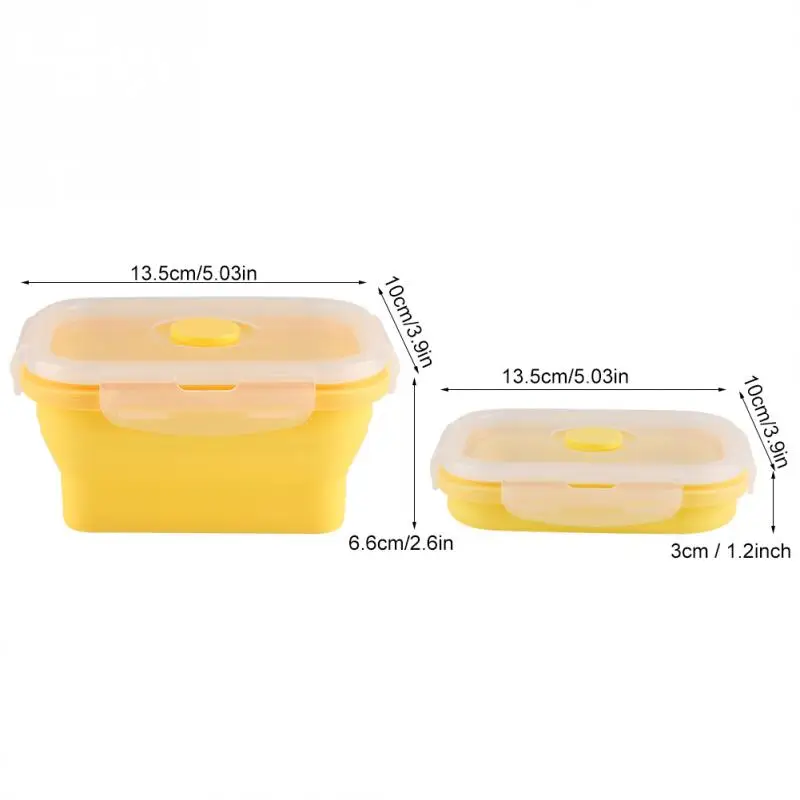 YELLOW 350 мл Силиконовый складной контейнер для обеда контейнер для еды Bento герметичный зажим крышки замка для Microwavable печей холодильников - Цвет: YELLOW