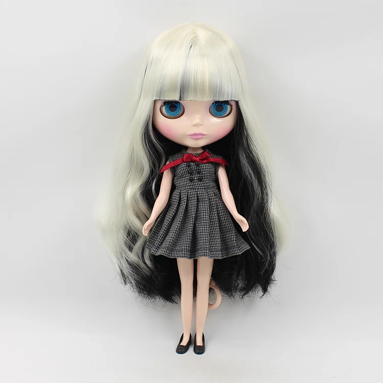 

Free shipping Cute DIY Neo nude Blyth doll Black and White Long Hair With Bangs BLYTH Dolls For Sale