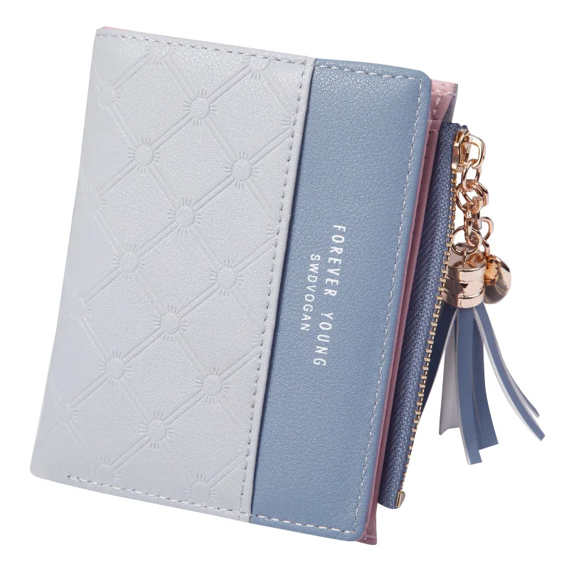 

Women Tassel Zipper Purse PU Leather Patchwork Color Wallet Money Card Holder Bag Wallets Gifts -OPK