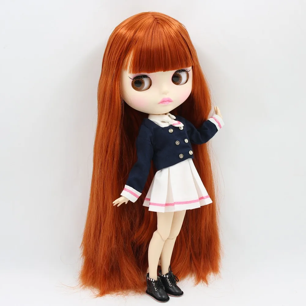 ICY DBS Blyth Doll 1/6 bjd toy 30cm red brown Hair white skin joint body matte face girl gift ob24 anime doll 5
