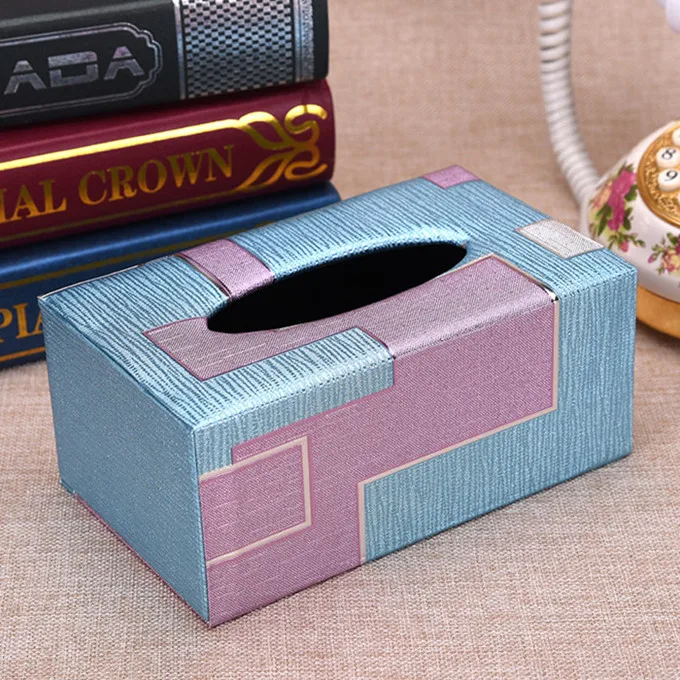 Высококачественная кожаная коробка для салфеток, прямоугольная коробка для салфеток и полотенец, чехол для салфеток для дома - Цвет: Blue M