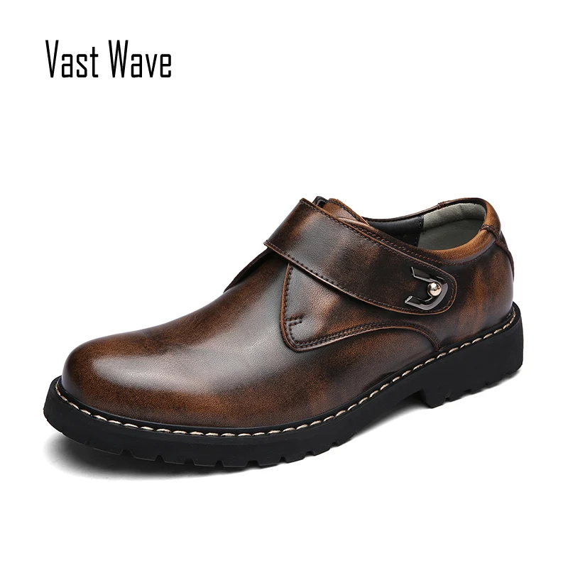 

VASTWAVE Brand Handmade Breathable Men's Oxford Shoes Top Quality Dress Shoes Men Flats Fashion Genuine Leather Casual Men Shoes