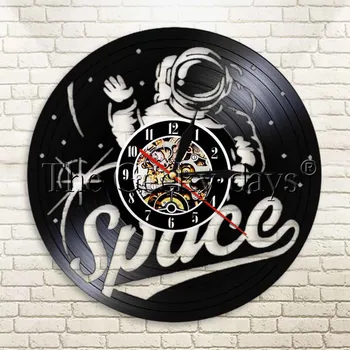 

1Piece Space Room Wall Clock Spacesuit Vintage Vinyl Record Clock Astronaut Decorative Handmade Clock Gift For Spacemen
