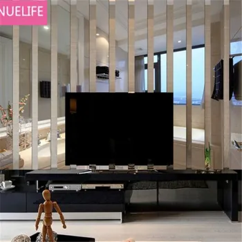 

5pcs Striped rectangular pattern mirror wall sticker living room bedroom TV sofa background bathroom decoration mirror N3