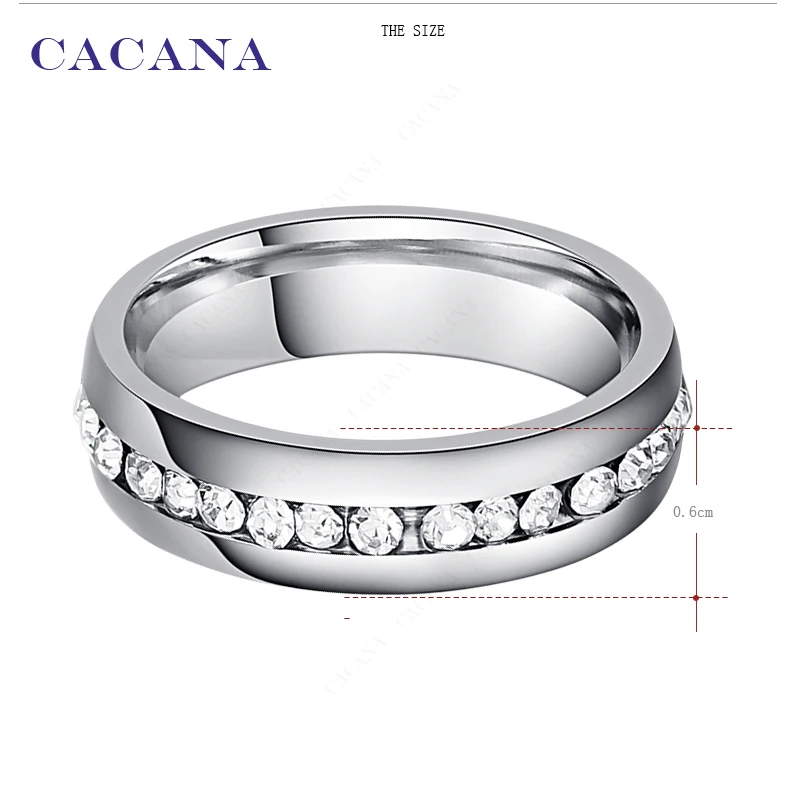 CACANA Stainless Steel Rings For Women CZ Personalized Fashion Jewelry Wholesale NO.R26