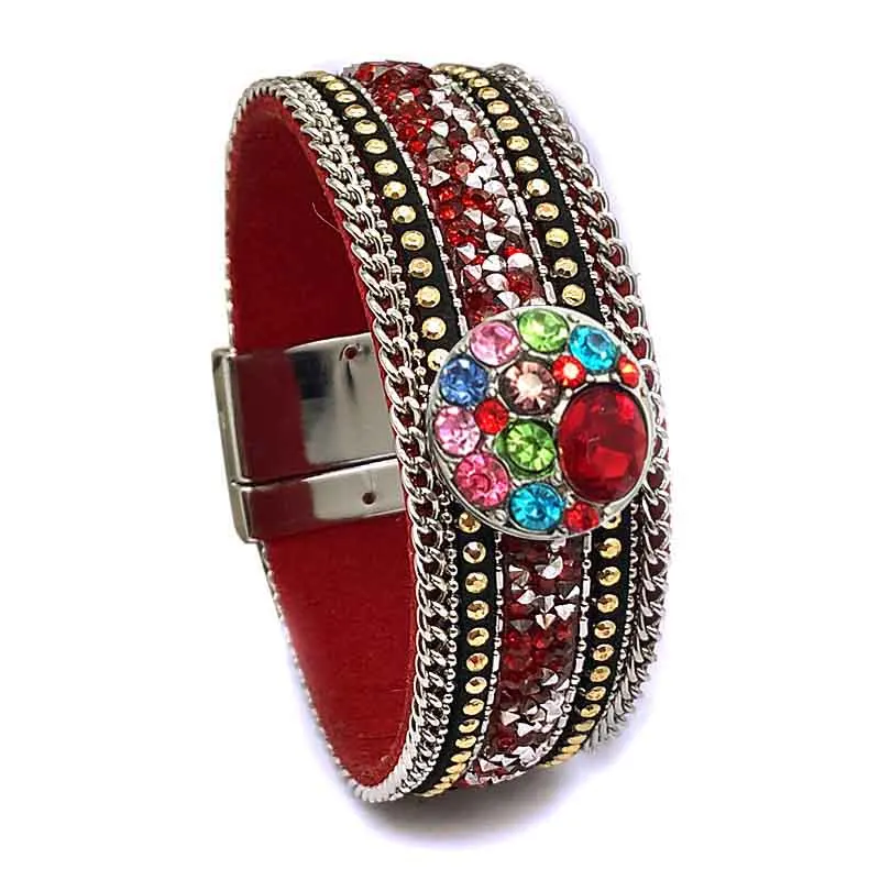Мода сменный магнит 294 стразы бархат кожа Fit 18 мм украшение с защелкой браслет для женщин подарок