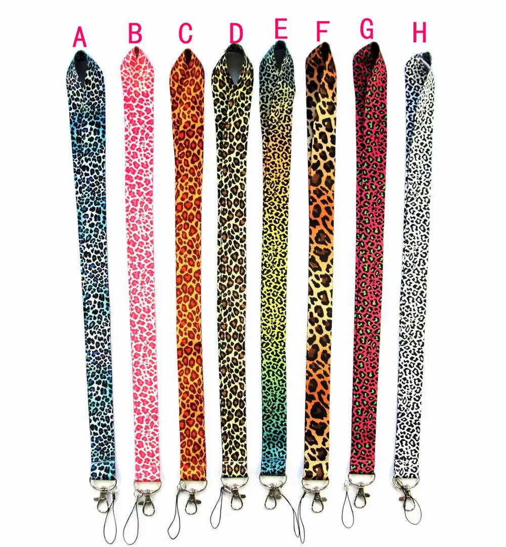 10 Pcs Leopard Print Lanyard Id Badge Holders Sport Neck Strap