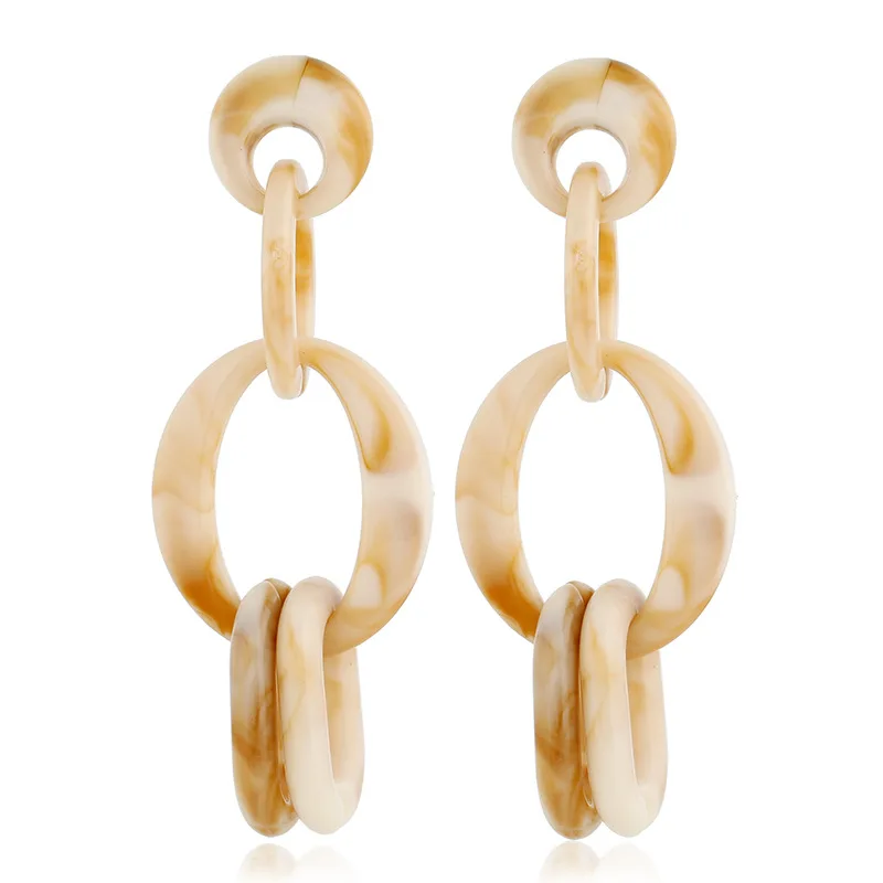 Olsen Twins Прямая поставка Длинные акриловые полимерные геометрические массивные ожерелья-цепочки для женщин бижутерия подарок - Окраска металла: Yellow Earrings B