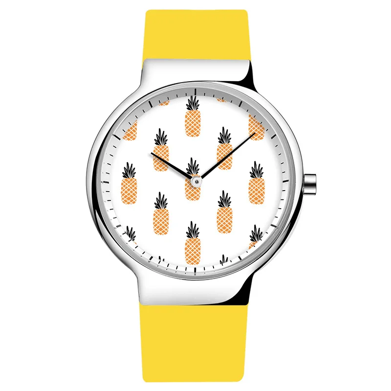 Женевские часы для женщин Пряжка ремешок наручные часы свежий ананас узор дизайн платье часы с круглым циферблатом час Время женские часы
