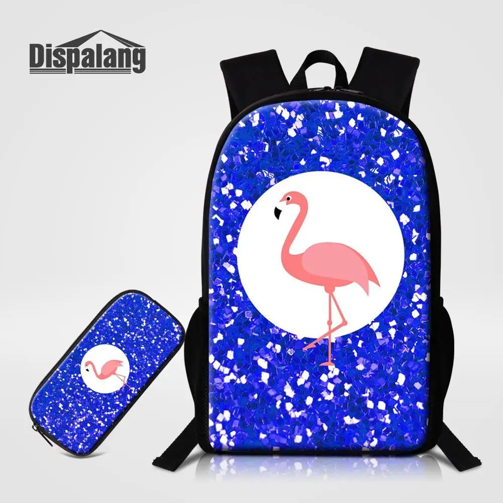 3 PCS Set 16 Inch Backpack With Pencil Case Lunchbag For School Flamingos Animal School Bags Children Custom Design Bagpack Pack - Цвет: 2 Set5