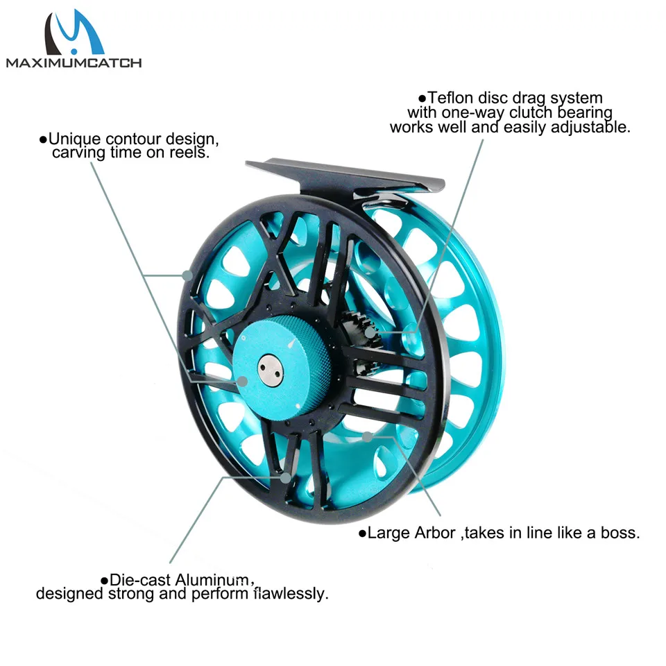 Maximumcatch TimeFly 5/6/7/8wt Летающая катушка с ЧПУ обработанная с алюминиевым тефлоновый диск система сопротивления Летающая Рыболовная катушка синий/зеленый цвет