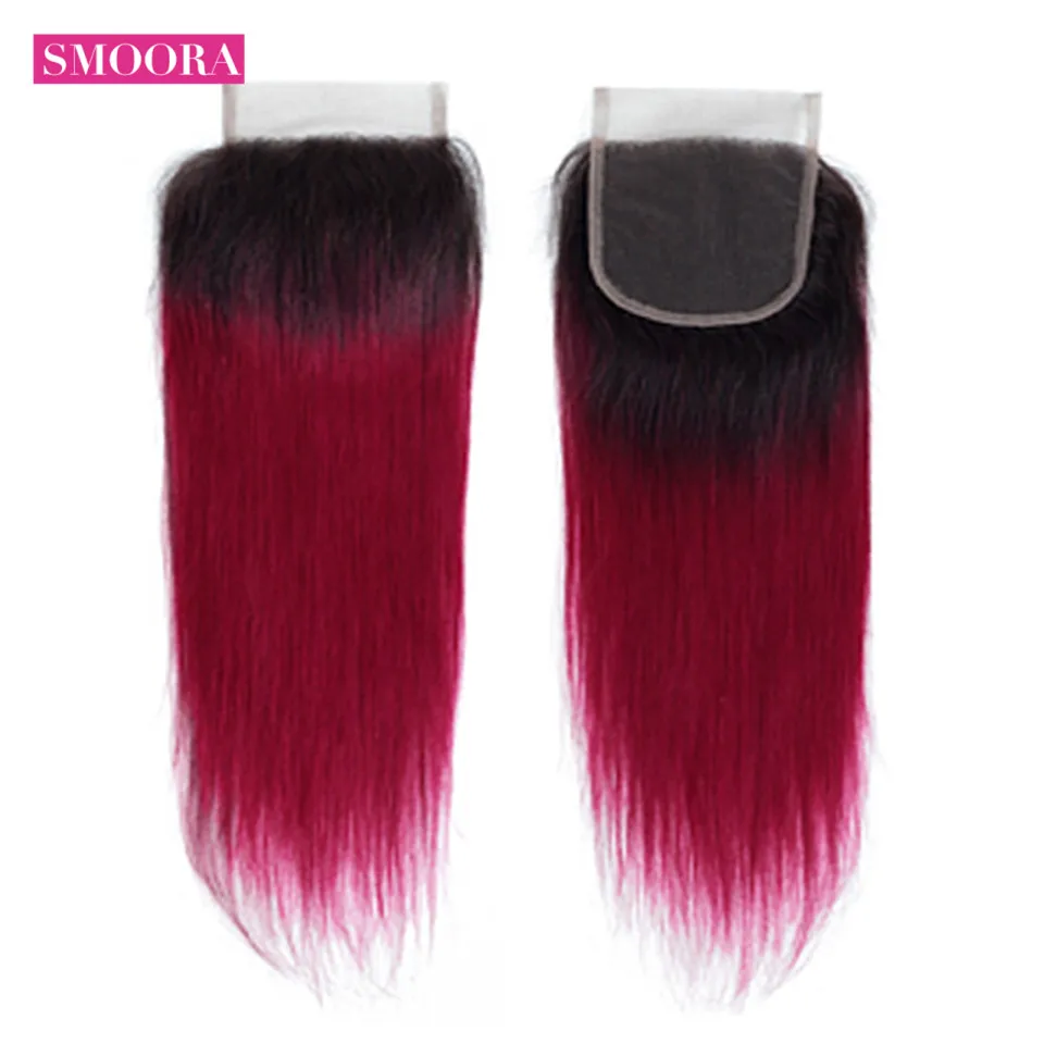 ombre 1b burgundy straight lace closure