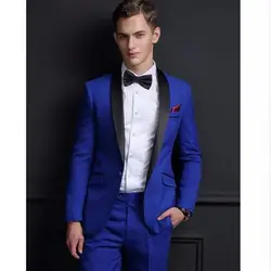2018 Мода Королевский синий мужской костюм воротником одна кнопка мужской костюм s best женихов Для мужчин смокинги настроены (куртка + брюки)