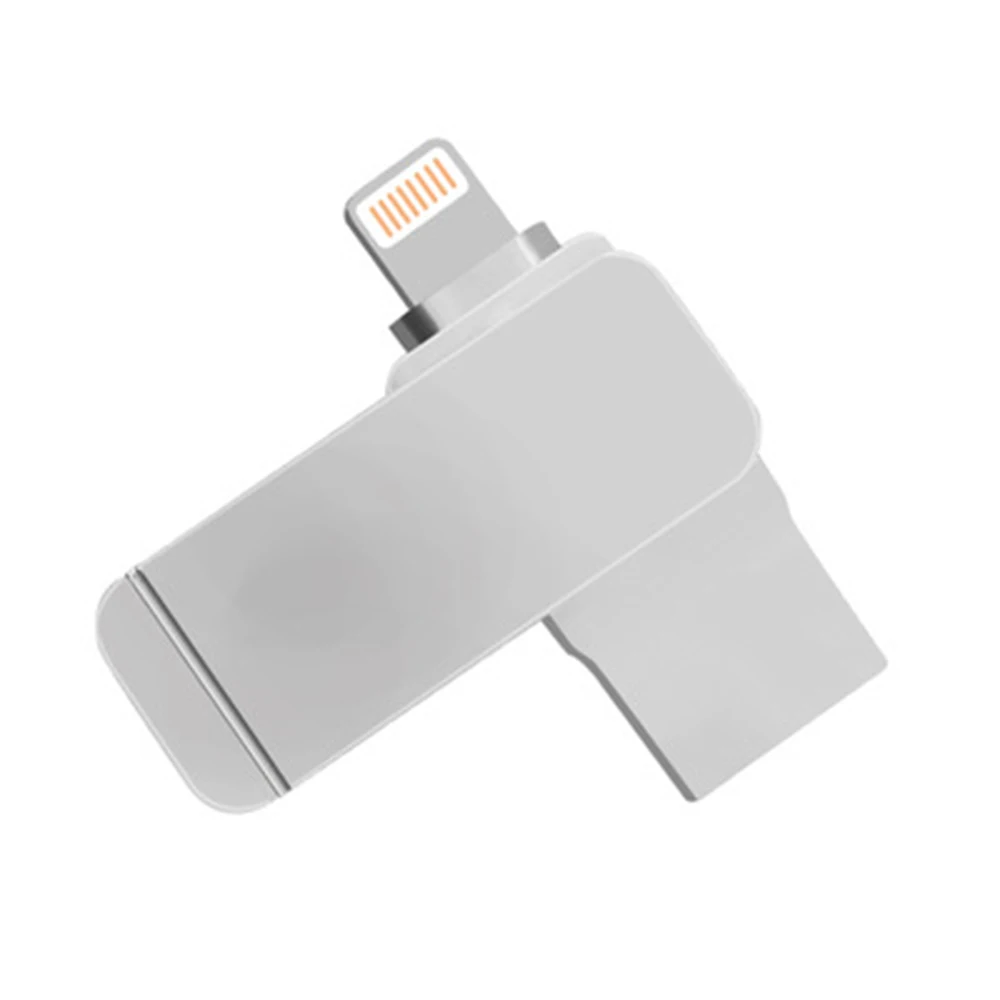 USB2.0 Flash Drive поворотный флэш-накопители для iPhone USB Flash Drive, iPad Memory Stick, android сотовый телефон компьютеры-серебро, серый