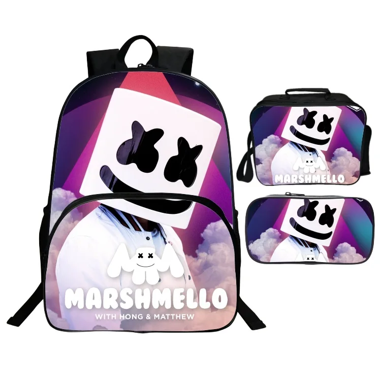 

3d Printing Marshmello Bag School Bags for Boys Girls Student Children School Backpack Satchel Kids Book Bag mochila 16 Inch