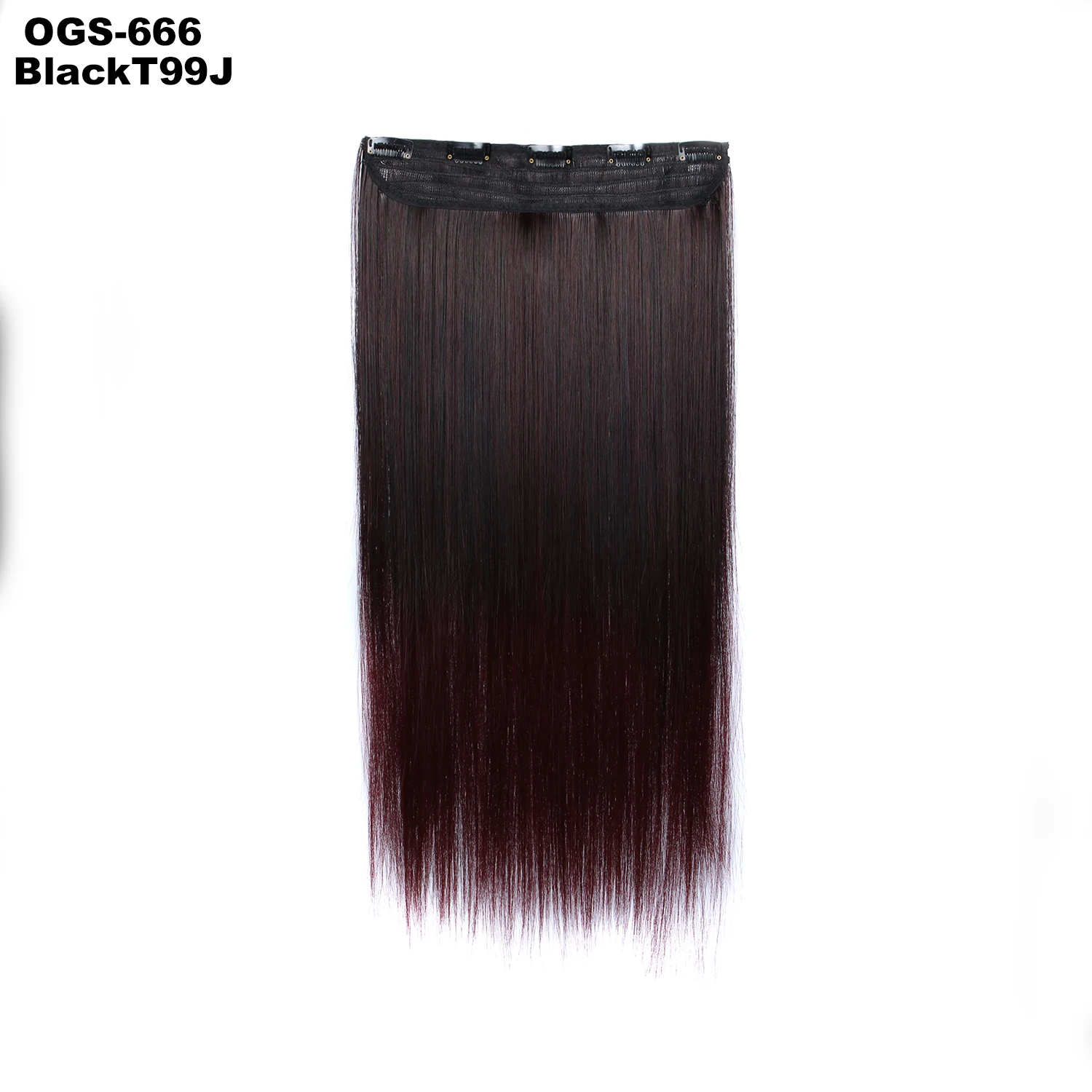 Similler, 100 г, 60 см, длинные прямые вьющиеся женские волосы на заколках, черные, коричневые, высокая температура, синтетические волосы, Омбре, чистые - Цвет: 6blackT99J