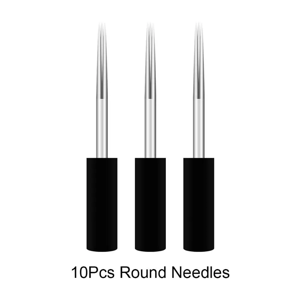 10pcs Round Needle Интеллектуальный Microblading тени, брови ручка с легко раскраски круглый нержавеющие стальные микролопатки иглы для полу-постоянный макияж инструменты - Цвет: 10pcs Round Needle