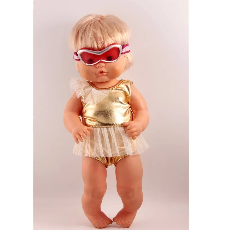Купальный костюм для кукол 41 см Nenuco Doll y su Hermanita Золотой совместный купальник Googles