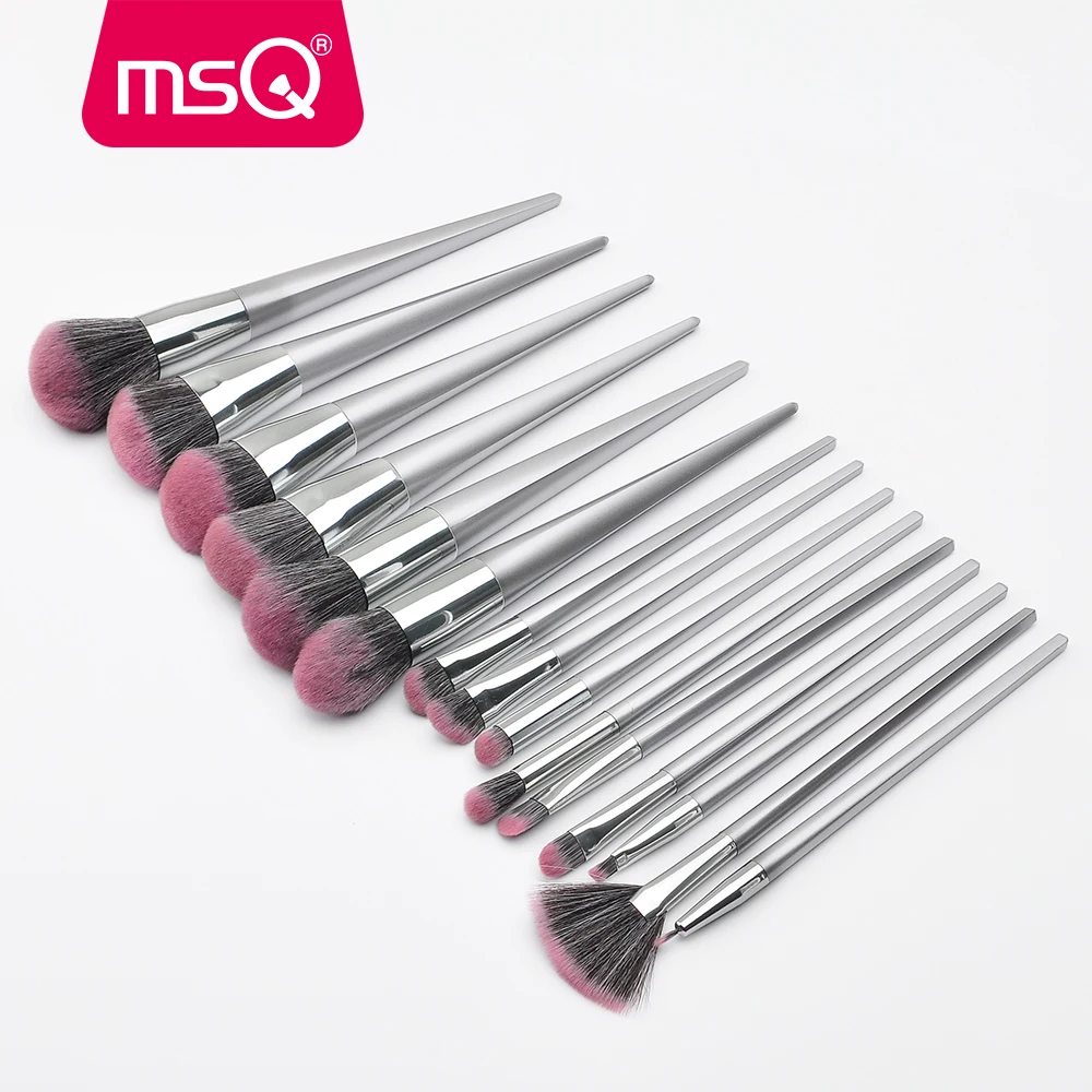 MSQ роскошные 15 шт Pro кисти для макияжа Набор Фонд Eye Liner контур Make Up Brush Наборы градиент синтетические волосы смола ручка