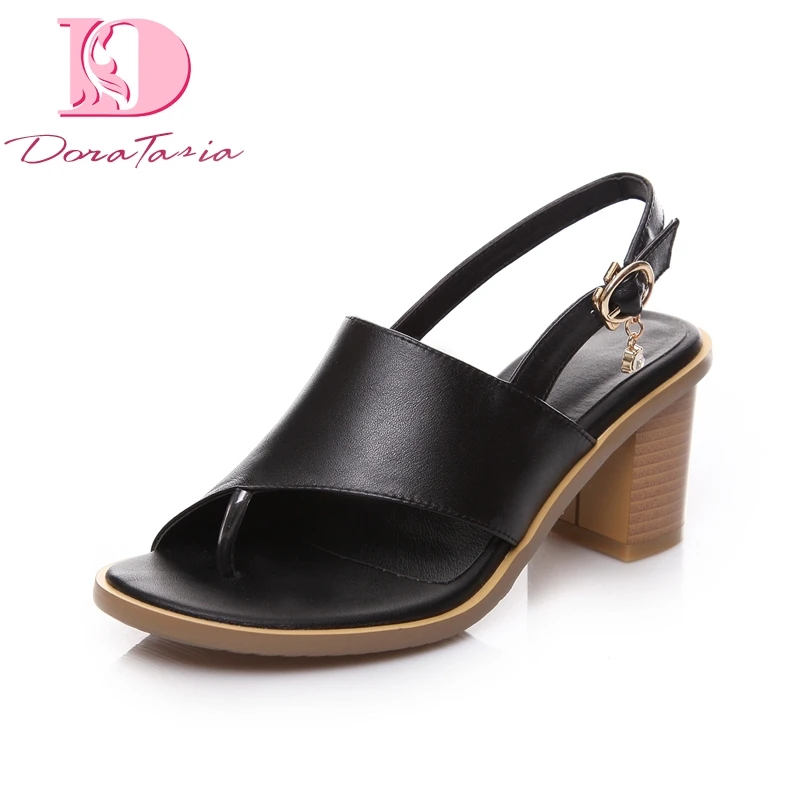 

Doratasia Brand New Big Size 43 Chunky Heels Natural Cow Genuine Leather women's Shoes Woman Date Summer Sandals Shoes