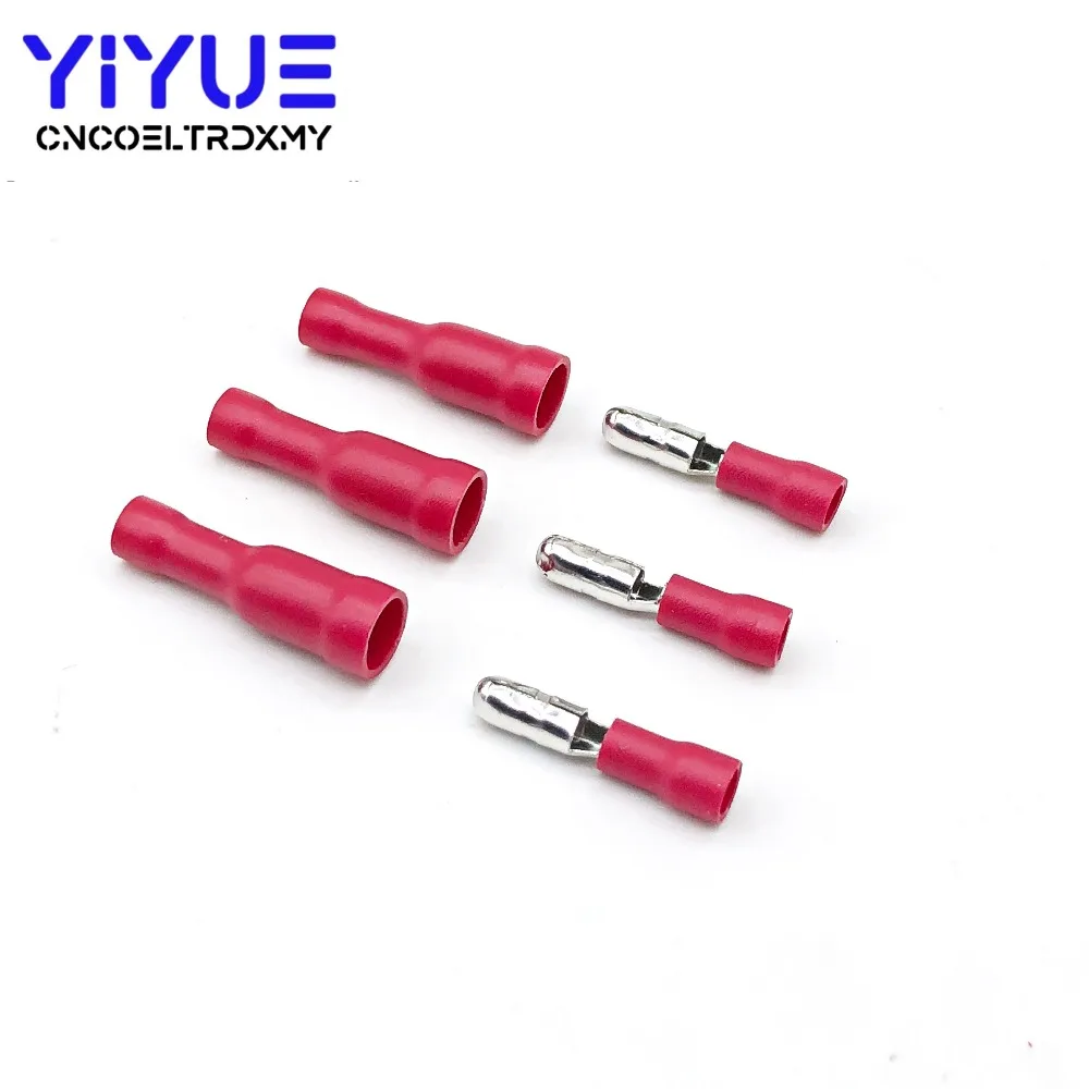 

50/100pcs Red Male Female Bullet Insulated Connector Crimp Terminal Wiring Cable Plug FRD1.25-156 FRD1-156 MPD1.25-156 MPD1-156