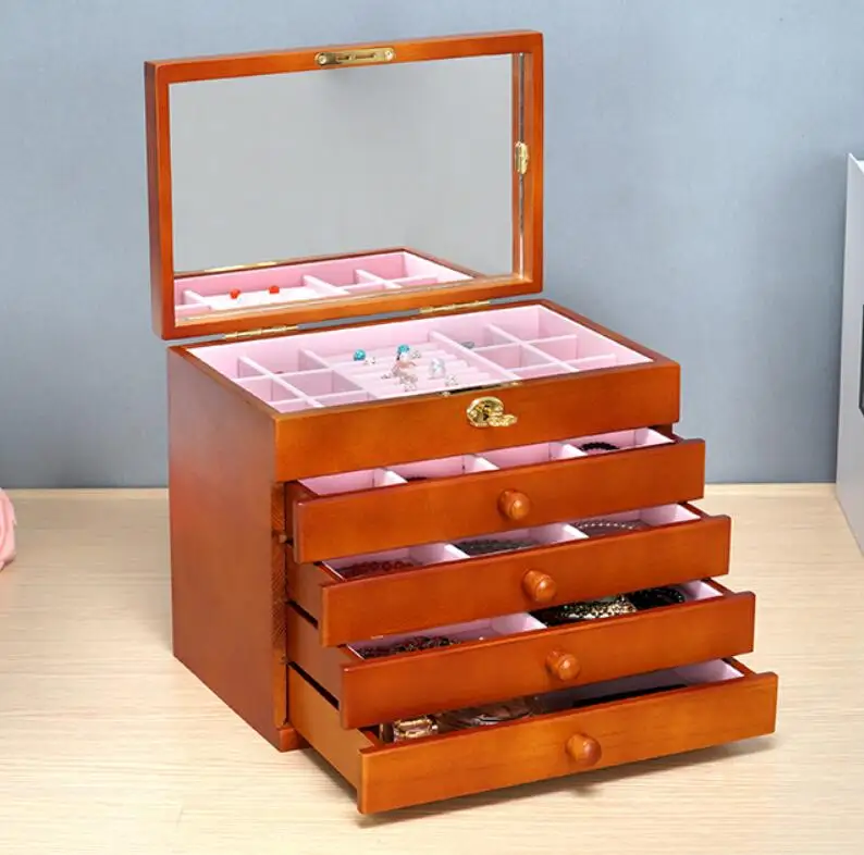High quality wood Wooden jewelry accessories storage organizer box case