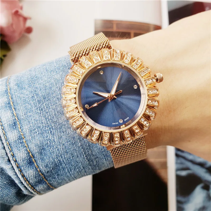 

2019 Casual Quartz Stainless Steel Band New Strap Watch Analog Wrist Watch Simple Watches Rhinestones Dress Woman Watch Rose