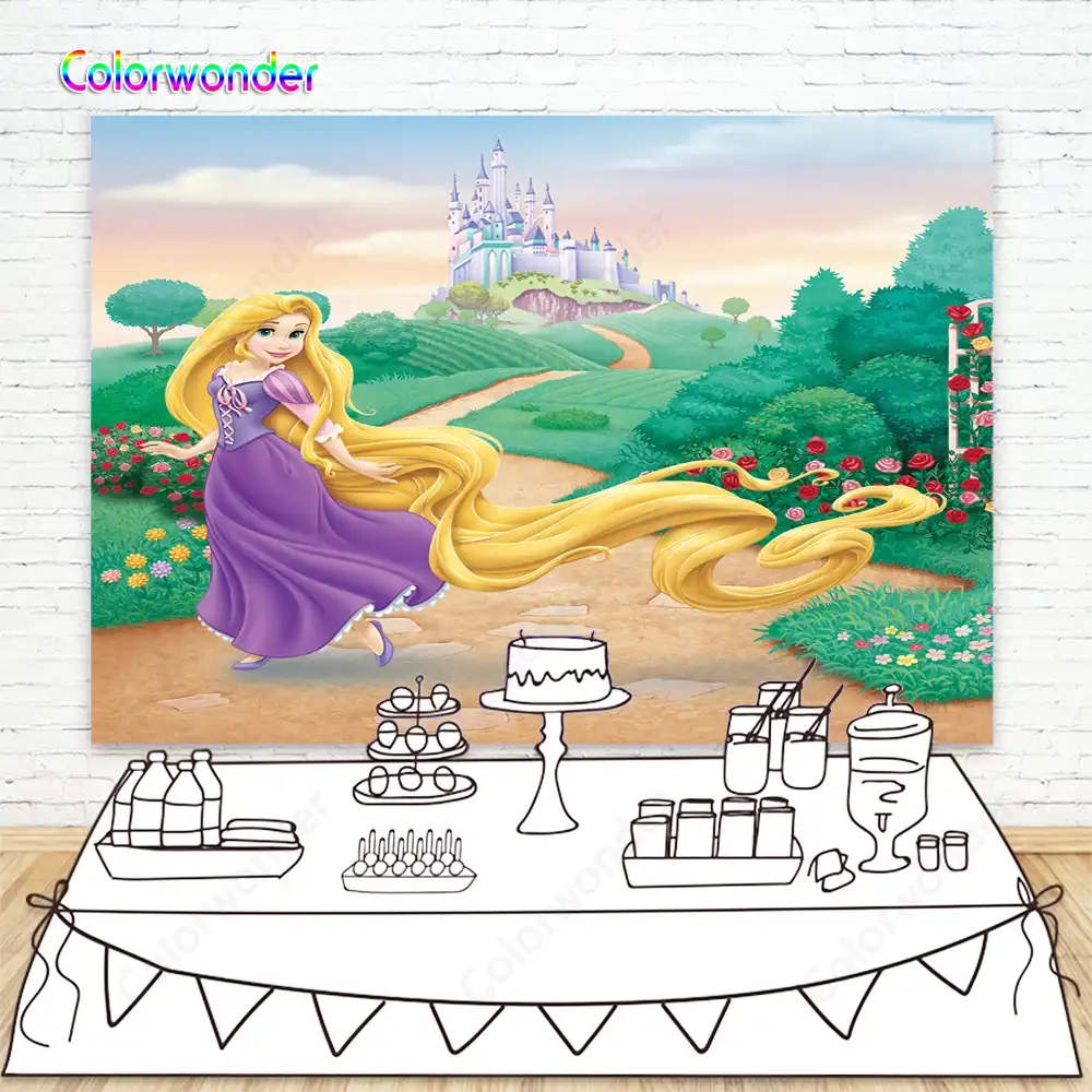 Colorwonder背景ロング髪王女ラプンツェル7x5ft春と白の城の背景子供の誕生日 Background Aliexpress