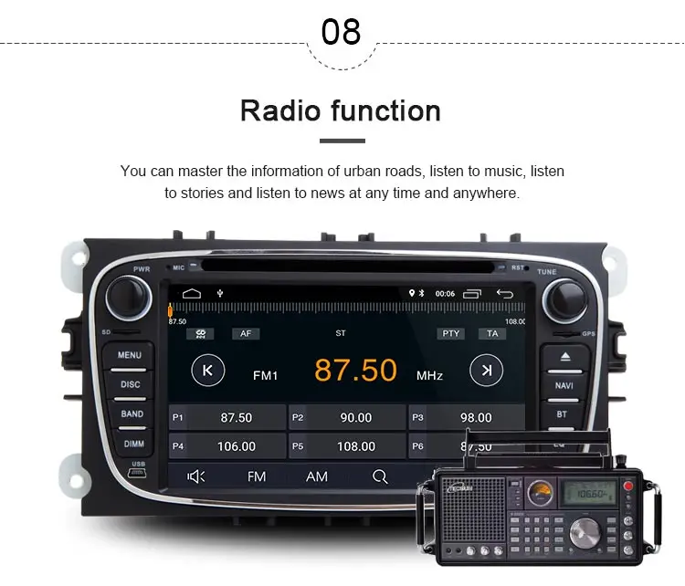 Best JDASTON Android 8.1 Car Multimedia Player For FORD Focus 2 S-MAX Mondeo C-MAX Galaxy Fiesta 2 Din Car Radio GPS Navigation DVD 9