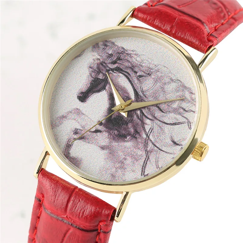 

Casual Women Cool Trendy Horse Analog Female Elegant Leather Wrist Watch Simple Quartz Sport Fashion Luxury Business