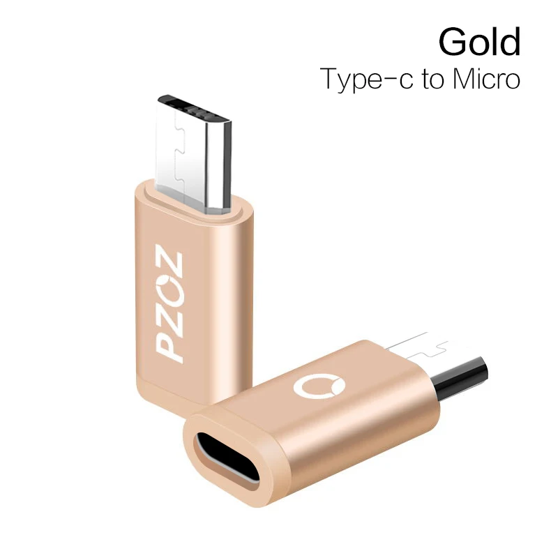 PZOZ type C адаптер для Micro USB для samsung кабель конвертер зарядки данных для iPhone X 8 7 6 xiaomi redmi 4x5 plus type-c OTG - Цвет: Gold to Micro