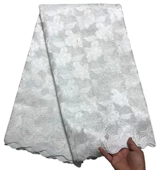 

Newest African 100% Cotton Lace Fabrics For Sewing 5 Yards high quality cotton Swiss voile lace in Switzerland XY52503