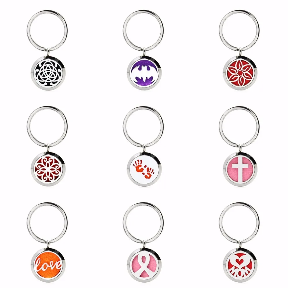 

Bat Cross Love Ribbon Moon Stars 25mm Stainless Steel Essential Oil Aromatherapy Perfume Diffuser Locket Keychain 10 Pads