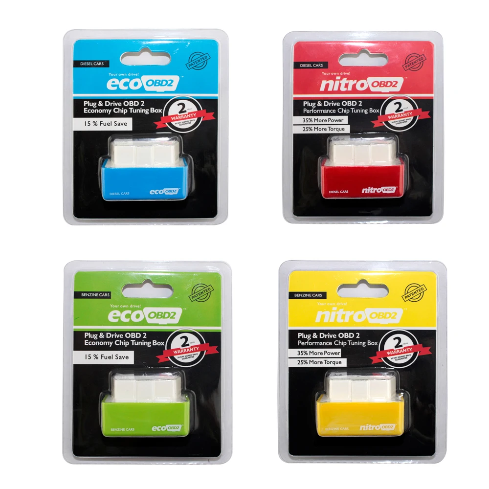 Plug and Drive NitroOBD2 EcoOBD2 Performance Chip Tuning Box for Benzine Diesel Cars