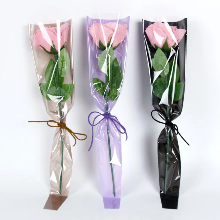 

20pcs/lot Flower Wrapping Paper Single Branch Bag OPP Waterproof Cellophane Fresh Bouquet Packaging Florist Decoration