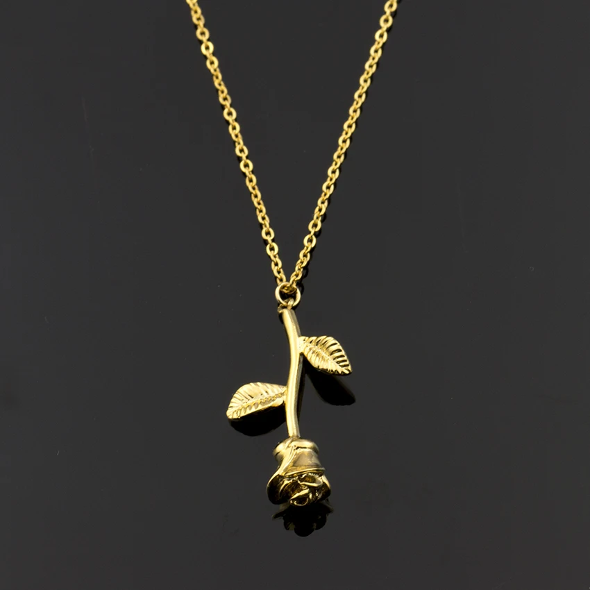 Массивное ожерелье в виде цветка розы для женщин, нержавеющая сталь, золото, серебро, цепочка, колье, колье, ювелирное изделие, подарок на выпускной, ожерелье