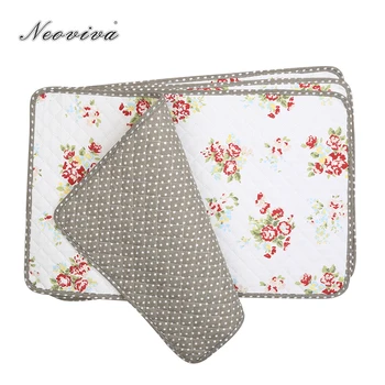 

Neoviva Cotton Fabric Quilting Placemats for Dining Room, Set of 4, Floral Nitong Roses Mat Table Napkins Cloth Placemat Kitchen