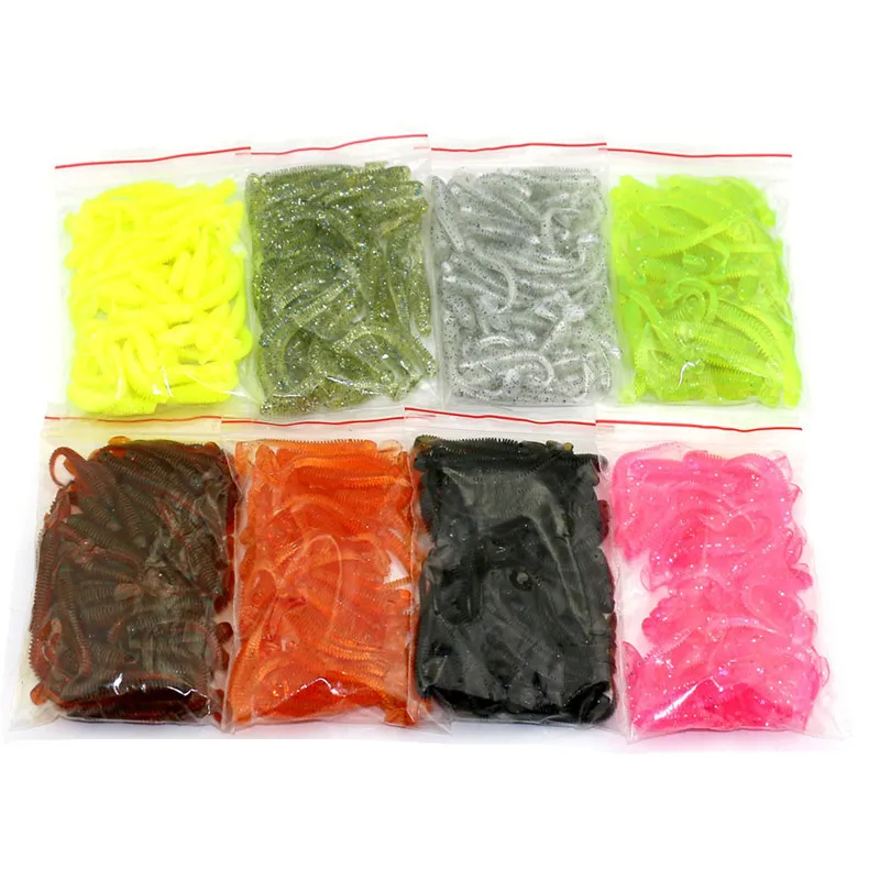 

Soft Bait 50pcs/lot 5.5cm Soft Fishing Lure Artificial Fishing Worm Bait Tackle Lifelike Fish Smell Lure Swim Bait