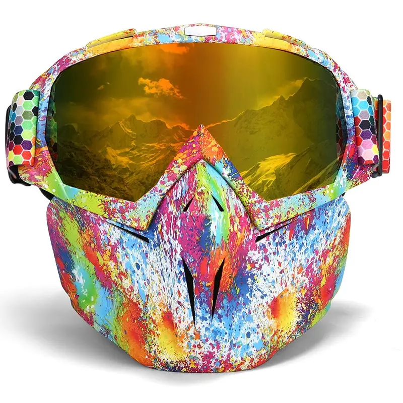 KUTOOK лыжные очки с случае снег очки двойные линзы очки сноуборд UV400Anti-fog ветрозащитный Лыжный спорт оборудования унисекс Лыжная маска - Цвет: Rainbow frame
