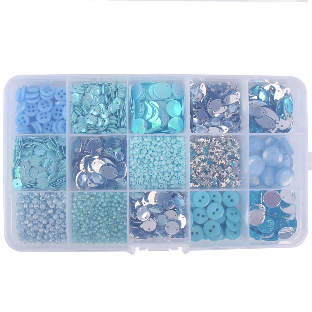 1Box 2-18mm Mixed Shapes Sew On Beads Buttons Sequin Rhinestone Craft For DIY Jewelry Making Garment Dress Shoe Caps Accessories