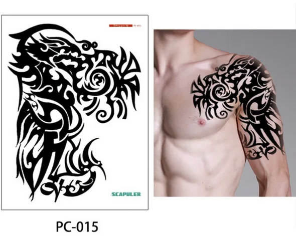 Большой размер временная татуировка на груди Боди-арт плеча Прохладный поддельные водные татуировки для мужчин большой 32*24 см tatto стикер - Цвет: PC15