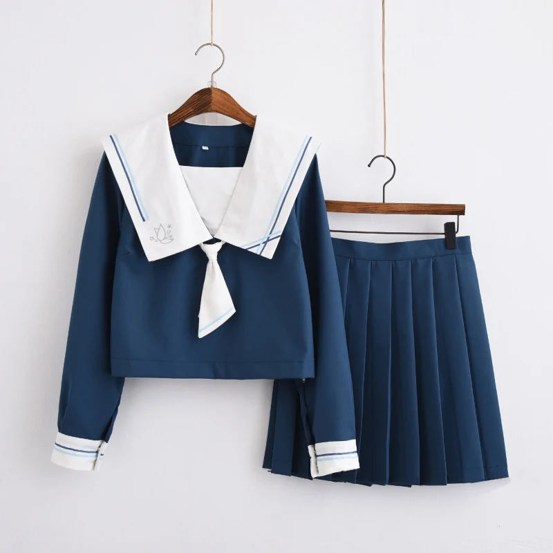 Японская школьная форма для девочек в симпатичном матросском Топы плиссированная юбка комплекты Косплэй костюм JK серии